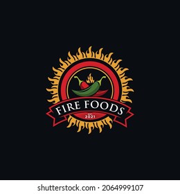 fire food restaurant logo design template