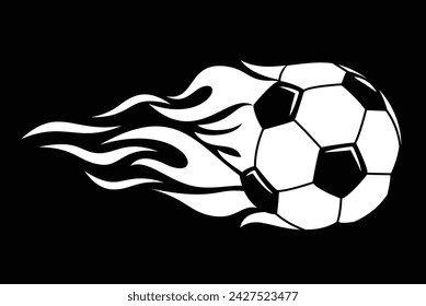 Icono de la pelota de fútbol de fuego. Elemento de diseño de logotipo vectorial