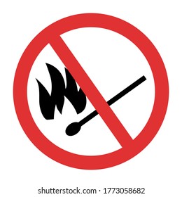 Símbolo prohibido del fuego. Ningún signo de coincidencia y fuego cruzado