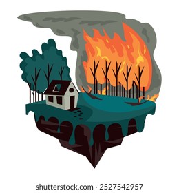 fire in the forest flames climate change isolated