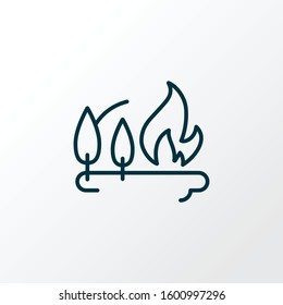 Fire in forest icon line symbol. Premium quality isolated burning tree element in trendy style.