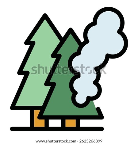 Fire forest icon. Outline Fire forest vector icon for web design isolated on white background color flat