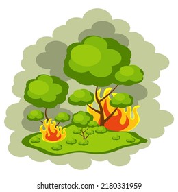 Fire in the forest. The forest is on fire. Ecological catastrophy. Symbol vector illustration isolated on white.