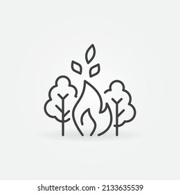 Fire in Forest-Umriss-Vektorsymbol oder Gestaltungselement 