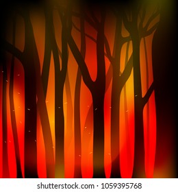 Fire in forest. Vector illustration.