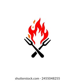 fire fork restaurant food logo vector illustration template design