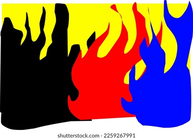 Fuego con cuatro colores en abstracto 