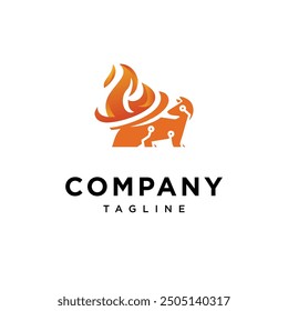 Fire Fox combination logo icon vector