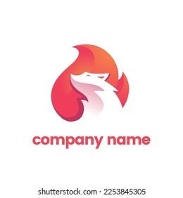 Fire and fox or wolf logo in clear and clean design concept with abstract flare. it can use for any design company need.