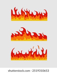 Fire Frame Border Fire. flame Set of vector fire design elements isolated on white background Pro Vector