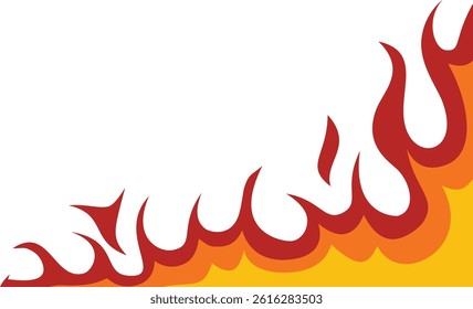 Fire Frame Border Icon in Trendy Cartoon Design. Vector Illustration