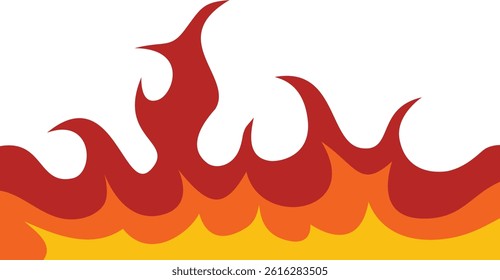 Fire Frame Border Icon in Trendy Cartoon Design. Vector Illustration
