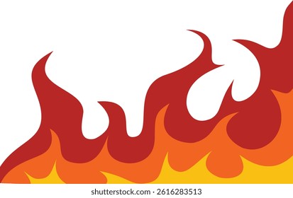 Fire Frame Border Icon in Trendy Cartoon Design. Vector Illustration