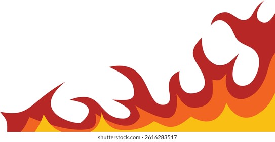 Fire Frame Border Icon in Trendy Cartoon Design. Vector Illustration