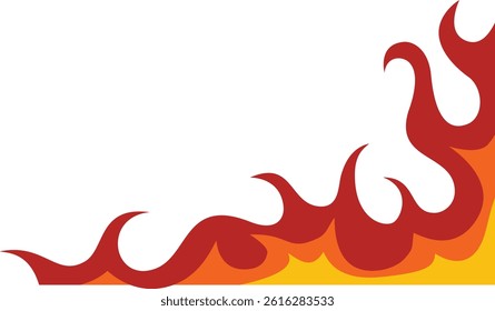 Fire Frame Border Icon in Trendy Cartoon Design. Vector Illustration