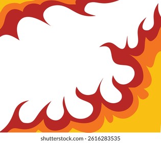 Fire Frame Border Icon in Trendy Cartoon Design. Vector Illustration