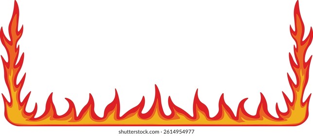 Fire Frame Border. Isolated Vector Illustration with Cartoon Design.