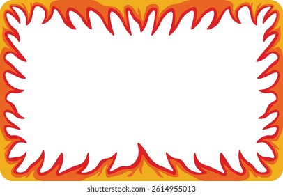Fire Frame Border. Isolated Vector Illustration with Cartoon Design.