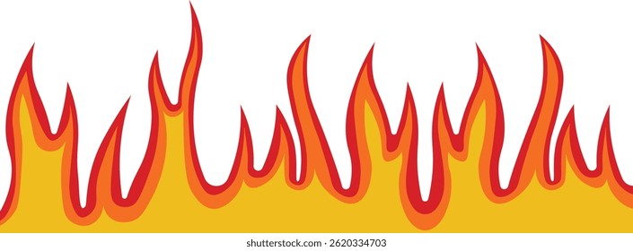 Ilustración de marco de fuego en diseño de color rojo y naranja. Aislado en el fondo blanco