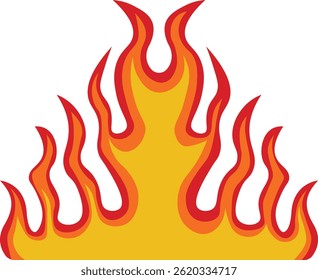 Fire Frame Illustration in Red and Orange Color Design. Isolated on White Background