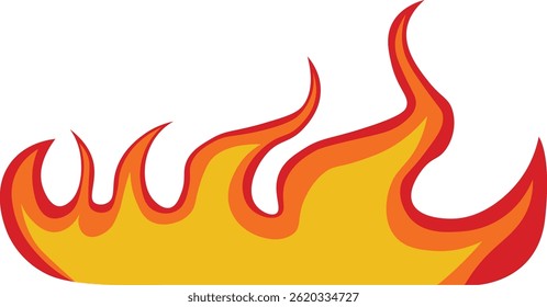 Fire Frame Illustration in Red and Orange Color Design. Isolated on White Background