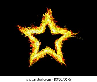 Fire frame on black background. Abstract star. Vector illustration.