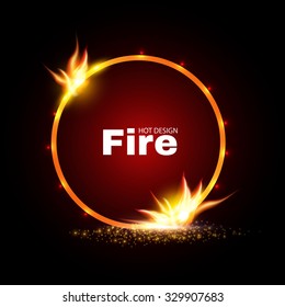 Fire Frame. Shining Design. Vector illustration 