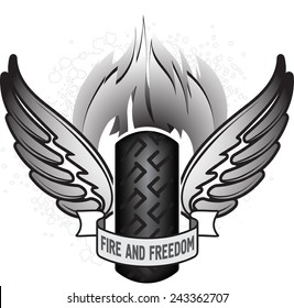 Fire and freedom motorcycle design for emblem or logo