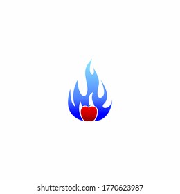 Fire in the fresh apple Illustration logo - vector.