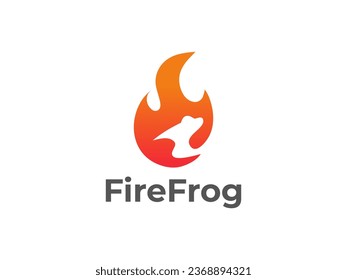 Fire and frog combination logo. Nature logo, animal logo.