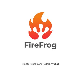 Fire and frog combination logo. Nature logo, animal logo.