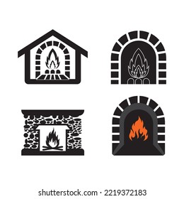 fire furnace icon logo vector design template