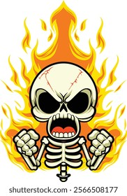 Fire Fury Skeleton vector cute 