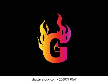 Plantilla de diseño de logotipos y iconos para letras de Fire G