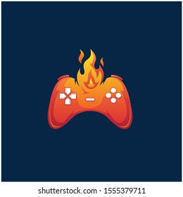 Fire Gamepad Logo Design Vector
