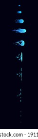 Fire gas blue ball animation. Fire animation. Sprite for games. Flight and impact storyboard. 