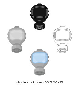 Fire gas mask icon cartoon,black. Single silhouette fire equipment icon from the big fire Department cartoon,black.
