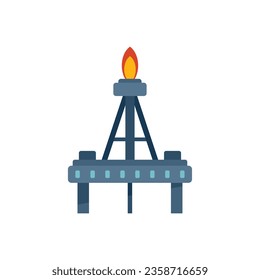 Fire gas rig icon flat vector. Drilling ocean. Drill energy isolated
