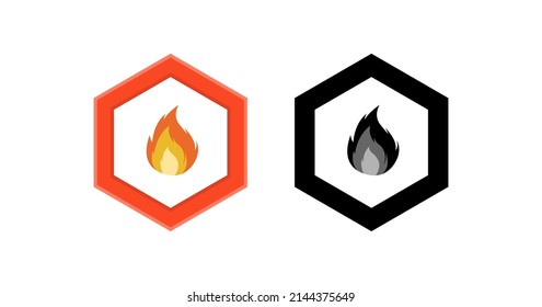 fire and gas warning sign silhouette illustration.