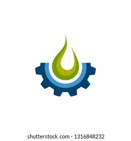 Fire Gear Icon Logo Design Element. Vector fire and gear logo combination