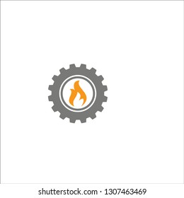 Fire and Gear For Industrial Logo Design Vector - Vector 