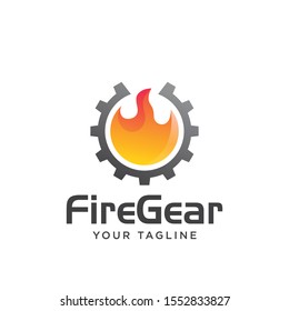 fire gear industrial logo. machine fire logo template.
