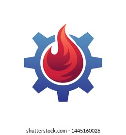 Fire With Gear Logo Design