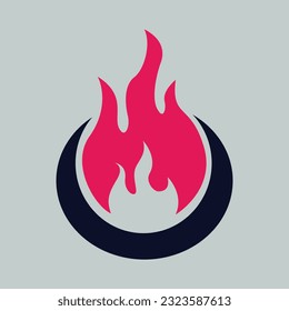 Fire with gear logo design