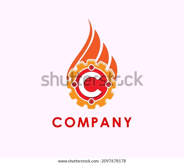 fire gear logo design template with letter C\
design graphic illustration, usable logo for industrial.\
engineering. automotive