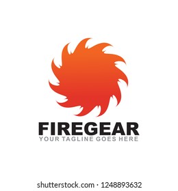 fire and gear logo design vector template