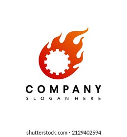Fire gear Logo Template Design VectorFire Icon Element. Flame Logo Design Template Illustration Vector