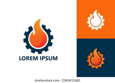 Fire gear logo template design vector