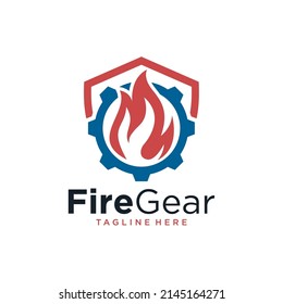 fire gear with shield logo design