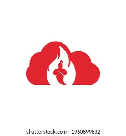 Fire Genie Cloud Shape Concept Logo Design Template.